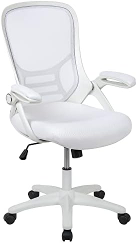 Flash Furniture Porter High-Back Swivel Office Chair with Adjustable Lumbar Support and Seat Height, Ergonomic Mesh Desk Chair with Flip-Up Armrests, White Discount