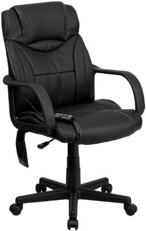 Flash Furniture Laverne Mid-Back Ergonomic Massaging Black LeatherSoft Executive Swivel Office Chair with Arms Discount
