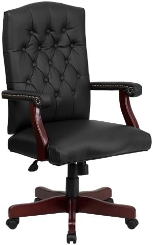 Flash Furniture Martha Washington Black LeatherSoft Executive Swivel Office Chair with Arms Discount