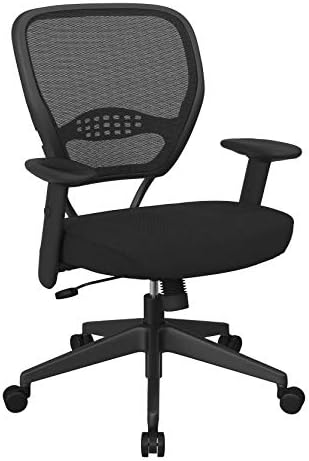 SPACE Seating 55 Series Professional Dark Air Grid Back Adjustable Manager's Chair with Lumbar Support and Padded Seat, Black Mesh Discount
